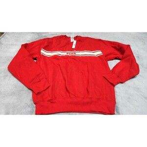 Victoria Secret Pink XS Bright Vermillion Ivy Fleece Classic Crew Sweatshirt NWT
